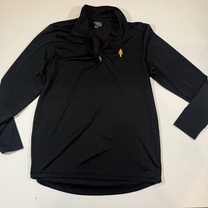 Gold's Gym Quarter Zip Black Mock Neck Logo Long Sleeve Performance Women Size L